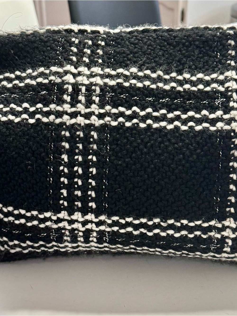Black & White Plaid Woven Clutch